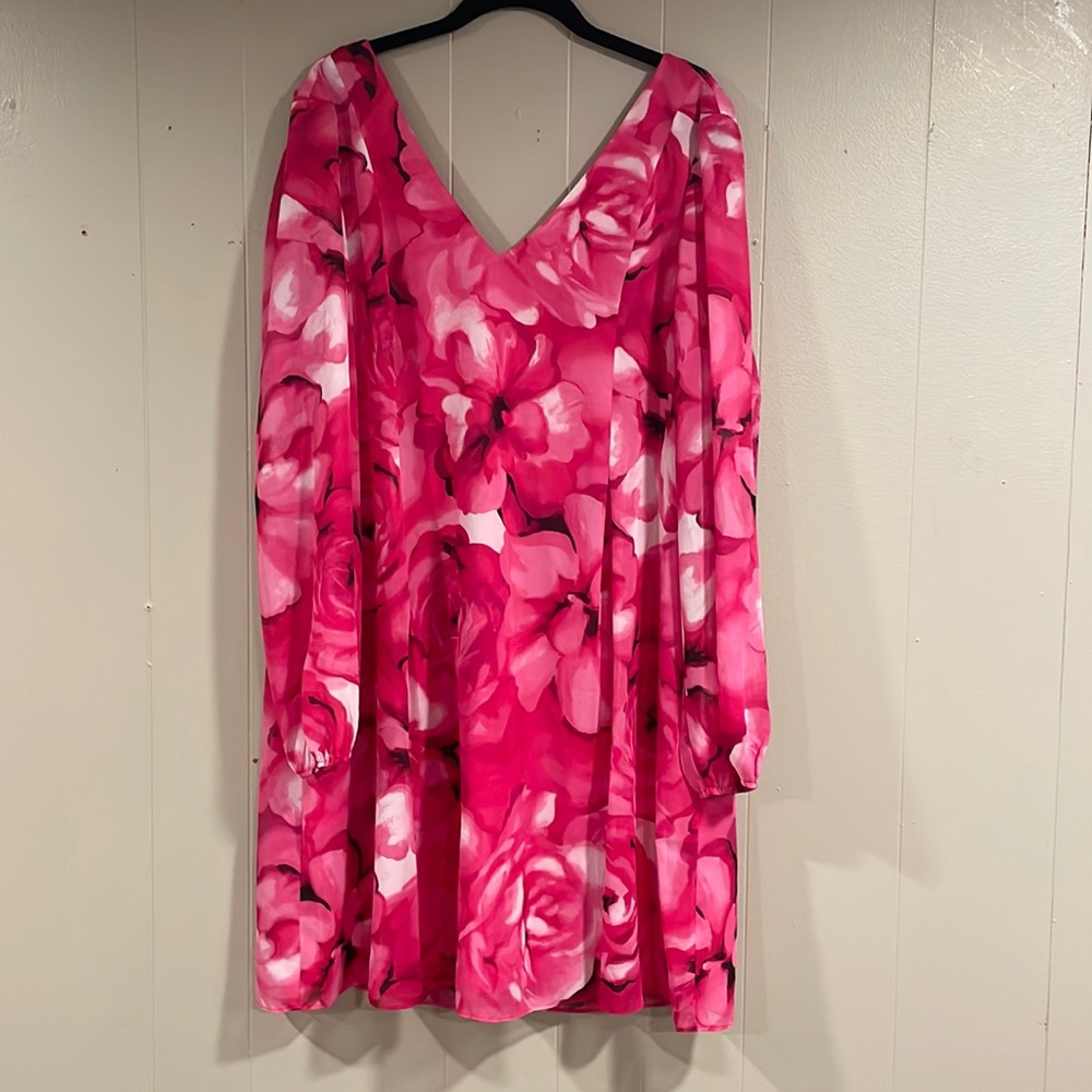 INC pink floral dress with tie back